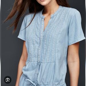 Gap Light Blue embroidered romper Size MED